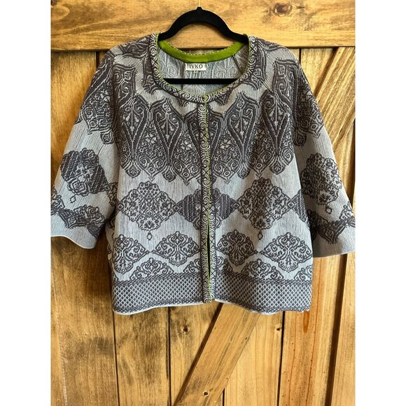 Ivko Woman Jacket With Pleat Ornament Pattern Size 42 Brown - Picture 1 of 5